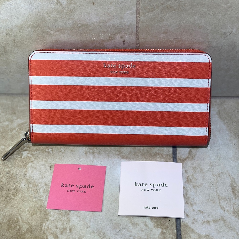 NEW! Kate Spade Spencer Stripe Continental Wallet